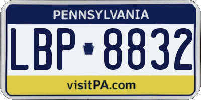 PA license plate LBP8832