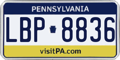 PA license plate LBP8836