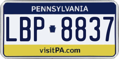 PA license plate LBP8837