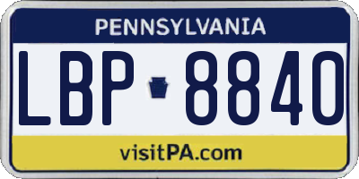 PA license plate LBP8840