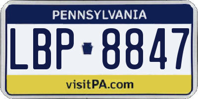 PA license plate LBP8847