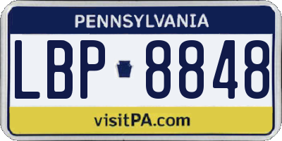 PA license plate LBP8848