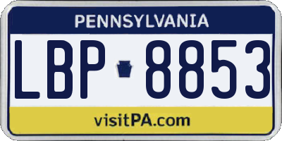 PA license plate LBP8853