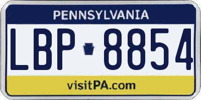 PA license plate LBP8854