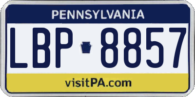 PA license plate LBP8857
