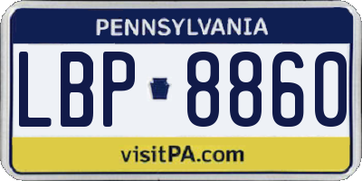 PA license plate LBP8860