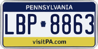 PA license plate LBP8863