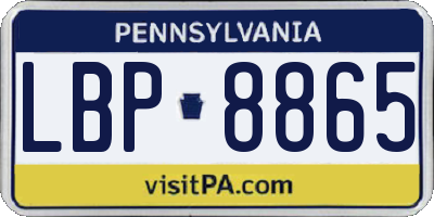 PA license plate LBP8865