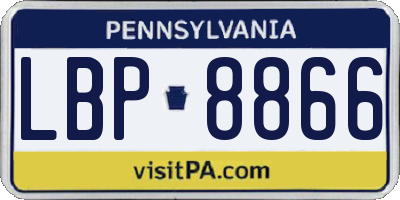 PA license plate LBP8866