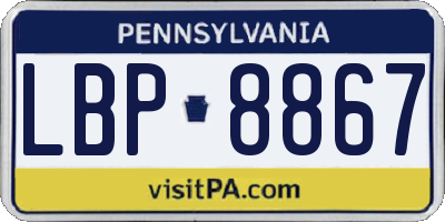 PA license plate LBP8867