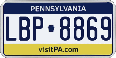 PA license plate LBP8869