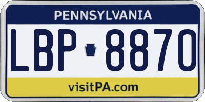 PA license plate LBP8870