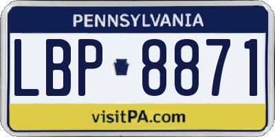 PA license plate LBP8871
