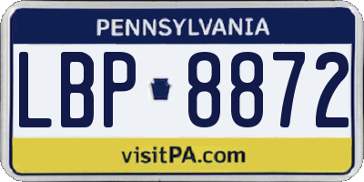 PA license plate LBP8872