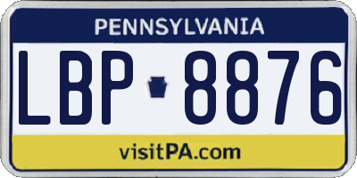 PA license plate LBP8876