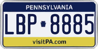 PA license plate LBP8885