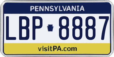 PA license plate LBP8887