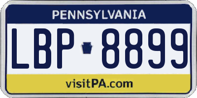 PA license plate LBP8899