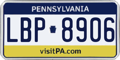 PA license plate LBP8906