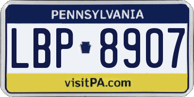 PA license plate LBP8907