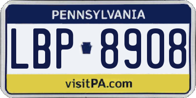 PA license plate LBP8908