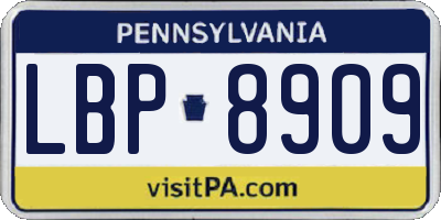 PA license plate LBP8909