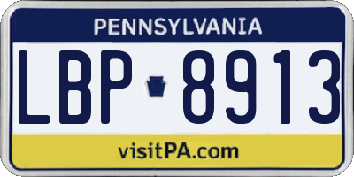 PA license plate LBP8913