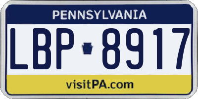 PA license plate LBP8917