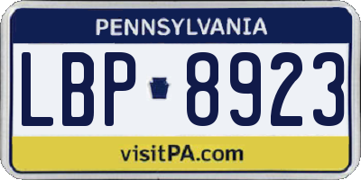 PA license plate LBP8923