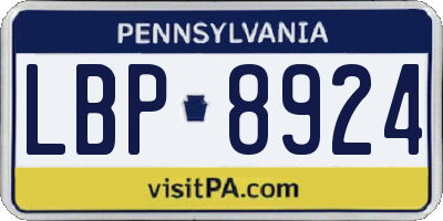 PA license plate LBP8924