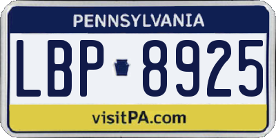 PA license plate LBP8925