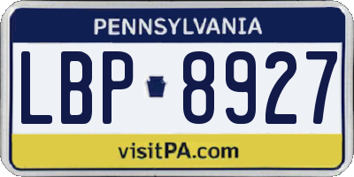 PA license plate LBP8927