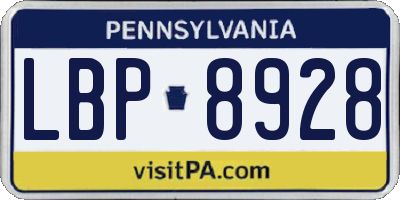 PA license plate LBP8928