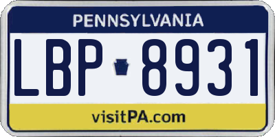 PA license plate LBP8931