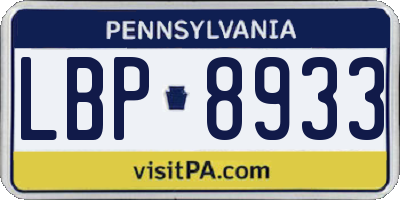 PA license plate LBP8933