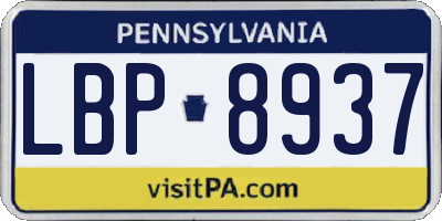PA license plate LBP8937
