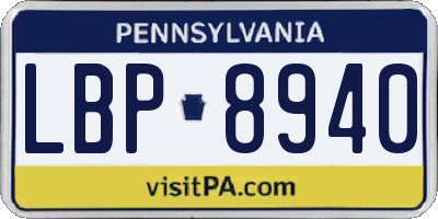 PA license plate LBP8940