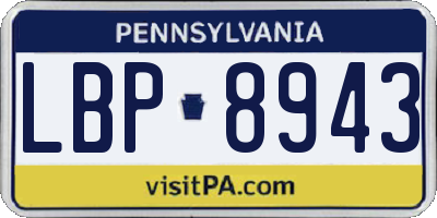 PA license plate LBP8943