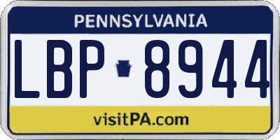 PA license plate LBP8944