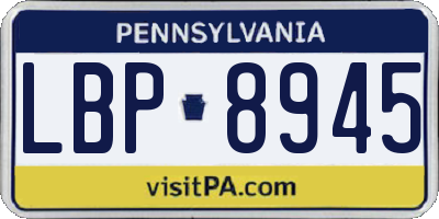 PA license plate LBP8945