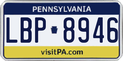 PA license plate LBP8946