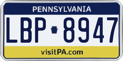 PA license plate LBP8947