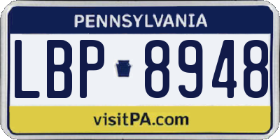 PA license plate LBP8948