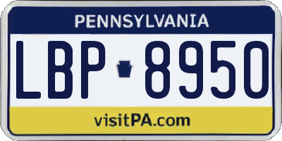PA license plate LBP8950
