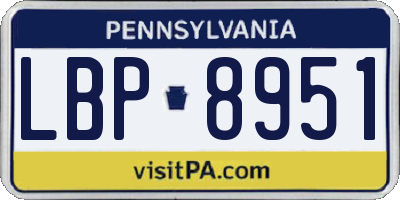 PA license plate LBP8951