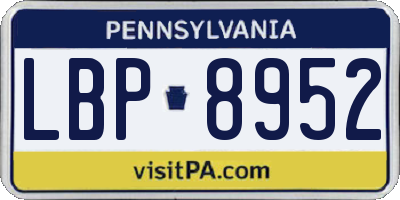 PA license plate LBP8952