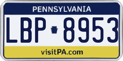 PA license plate LBP8953