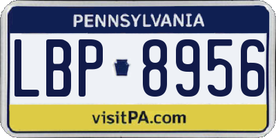PA license plate LBP8956