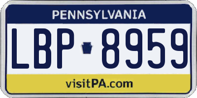 PA license plate LBP8959