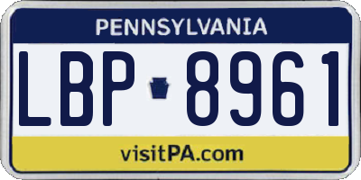 PA license plate LBP8961